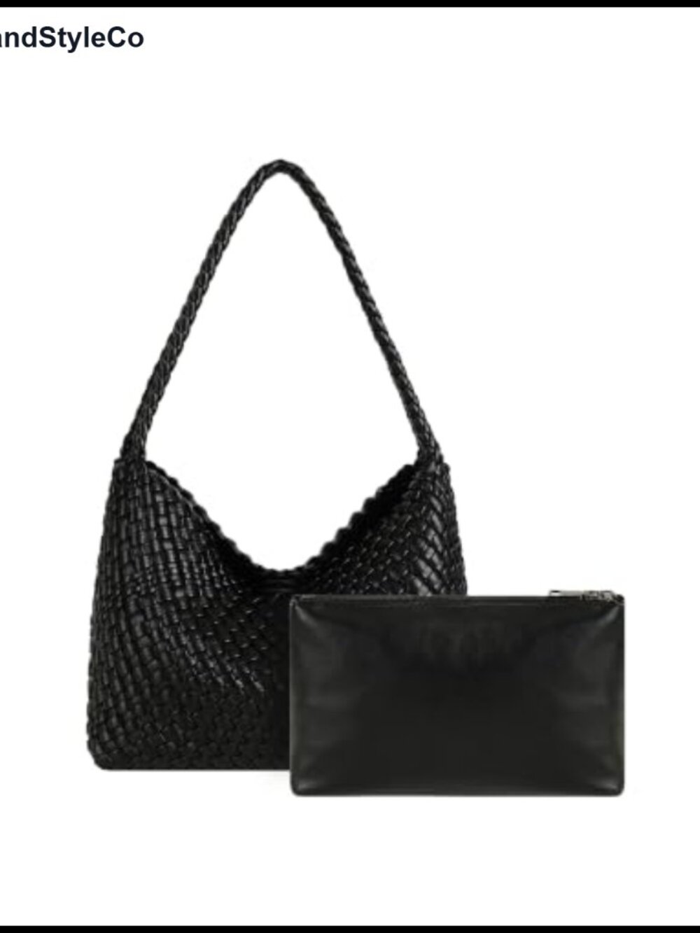 Woven Vegan Leather Slouchy Hobo Tote Shoulder Bag for Women